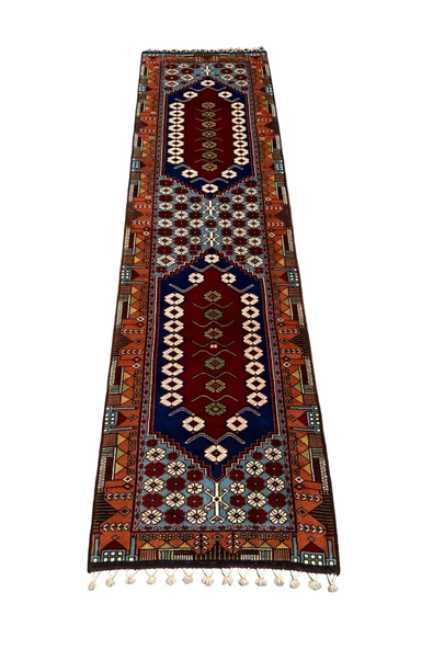 SIFIR YAĞCIBEDİR HALISI 80X280 EL DOKUMASI TURKUAZ KIRMIZI YÜN YOLLUK ürün görseli