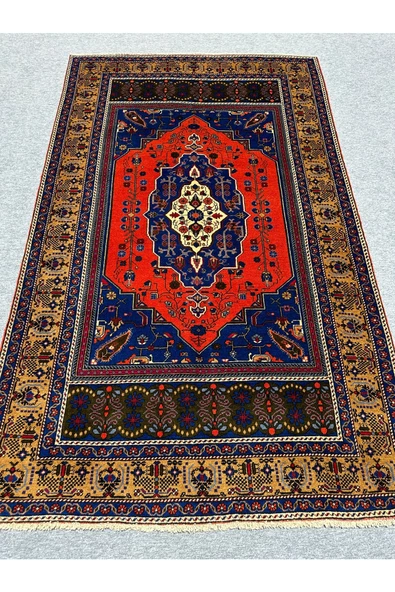 El Dokuma Sıfır Taşpınar Halısı 198x330 Kiremit Lacivert 6,5 M2 Salon Halısı ürün görseli