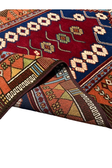 SIFIR YAĞCIBEDİR HALISI 80X280 EL DOKUMASI TURKUAZ KIRMIZI YÜN YOLLUK - Resim 8