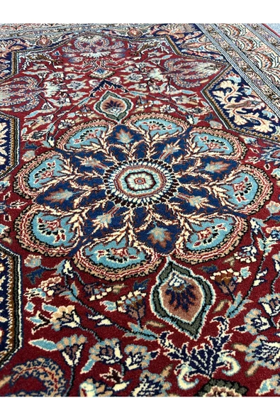 EL DOKUMA BÜNYAN HALISI 120X170 KIRMIZI GÖBEKLİ %100 YÜN TÜRK HALISI - Resim 6