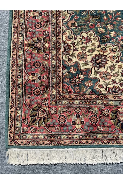 EL DOKUMA LADİK HALISI 215X310 TURKUAZ KİREMİT 6 M2 SALON HALISI - Resim 2