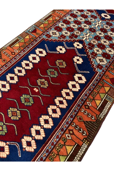 SIFIR YAĞCIBEDİR HALISI 80X280 EL DOKUMASI TURKUAZ KIRMIZI YÜN YOLLUK - Resim 4