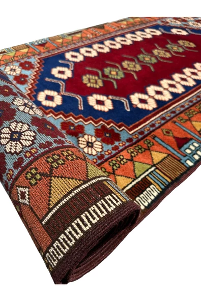 SIFIR YAĞCIBEDİR HALISI 80X280 EL DOKUMASI TURKUAZ KIRMIZI YÜN YOLLUK - Resim 6