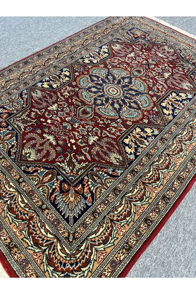 EL DOKUMA BÜNYAN HALISI 120X170 KIRMIZI GÖBEKLİ %100 YÜN TÜRK HALISI ürün görseli