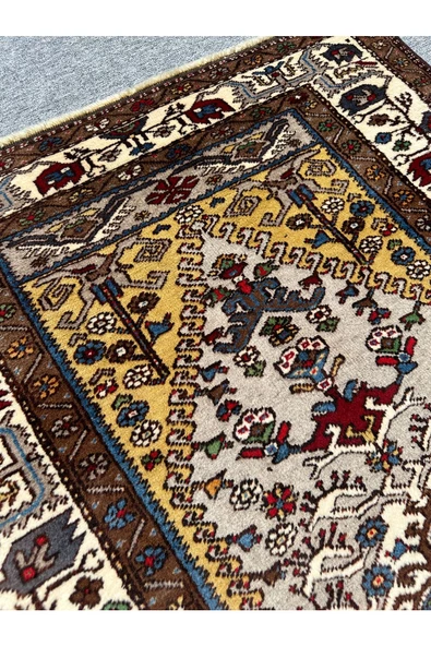 EL DOKUMA SIFIR YAHYALI HALISI 120X190 KREM KAHVE %100 YÜN KÖK BOYA HALI - Resim 4