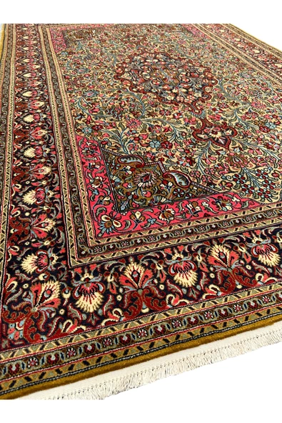 El Dokuma Sıfır İran Kum Halısı 133x210 Krem Pembe %100 Yün Kök Boya Halı - 4