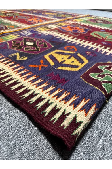 El Dokuması Kaş Barak Kilimi 146x263 Türk Motifleri Kök Boya Yörük Kilimi - Resim 5