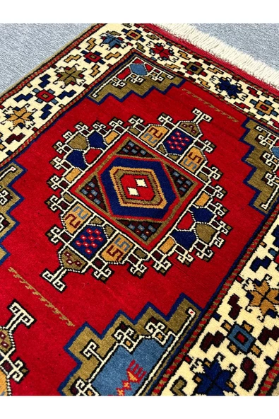 EL DOKUMA 85X200 VE 85X135 TAŞPINAR HALISI YEŞİL KIRMIZI KREM %100 YÜN SIFIR YATAK ODA TAKIMI - Resim 5