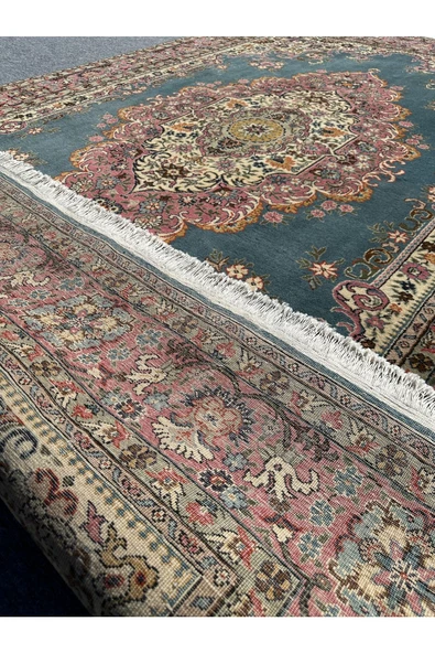 EL DOKUMA LADİK HALISI 207X315 TURKUAZ PEMBE 6,5 M2 SALON HALISI - Resim 6