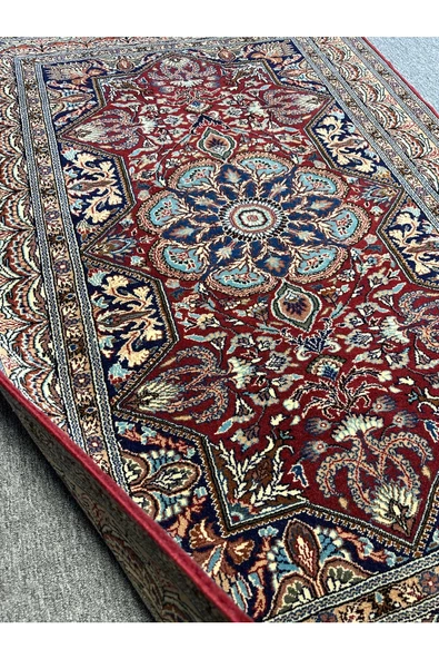 EL DOKUMA BÜNYAN HALISI 120X170 KIRMIZI GÖBEKLİ %100 YÜN TÜRK HALISI - Resim 4