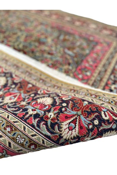 El Dokuma Sıfır İran Kum Halısı 133x210 Krem Pembe %100 Yün Kök Boya Halı - 6