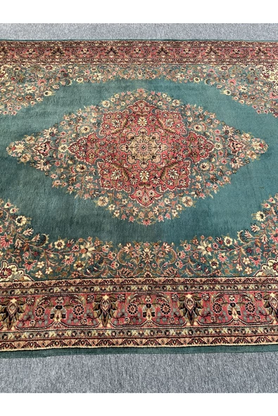 EL DOKUMA LADİK HALISI 215X310 TURKUAZ KİREMİT 6 M2 SALON HALISI - Resim 3