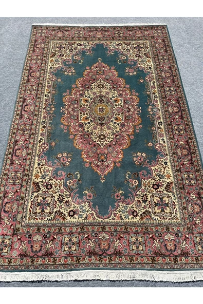 EL DOKUMA LADİK HALISI 207X315 TURKUAZ PEMBE 6,5 M2 SALON HALISI ürün görseli