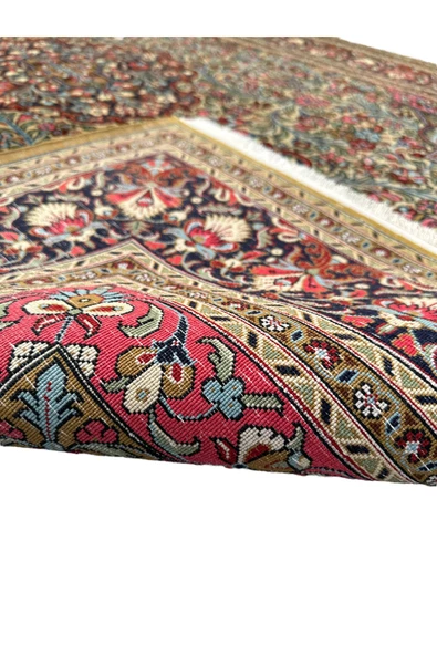 El Dokuma Sıfır İran Kum Halısı 133x210 Krem Pembe %100 Yün Kök Boya Halı - 7