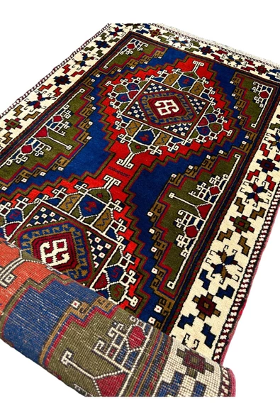 El Dokuma Kök Boya %100 Yün Yolluk 95x378 Kiremit Lacivert Taşpınar Halısı - Resim 6