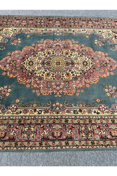 EL DOKUMA LADİK HALISI 207X315 TURKUAZ PEMBE 6,5 M2 SALON HALISI - Resim 2