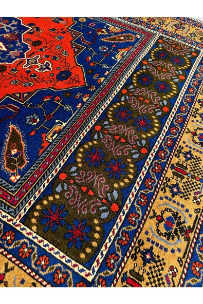 El Dokuma Sıfır Taşpınar Halısı 198x330 Kiremit Lacivert 6,5 M2 Salon Halısı - Resim 5