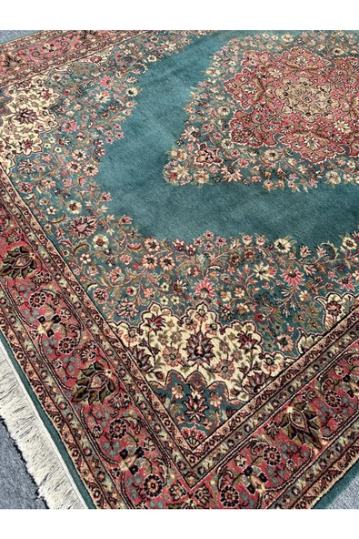 EL DOKUMA LADİK HALISI 215X310 TURKUAZ KİREMİT 6 M2 SALON HALISI - Resim 5