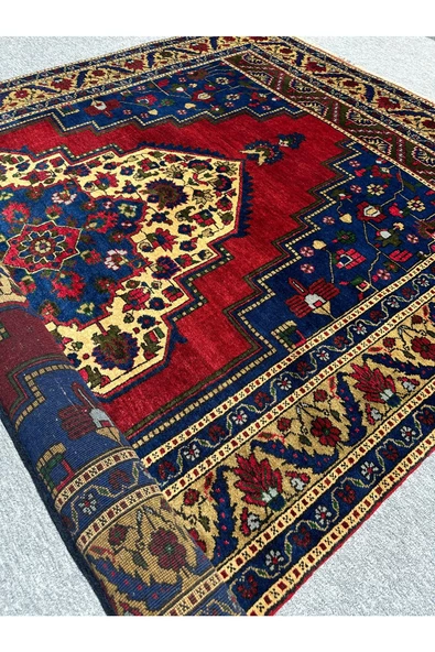 EL DOKUMA ESKİ TAŞPINAR HALISI 184X295 KÖK BOYA %100 YÜN 6 M2 SALON HALISI - 8