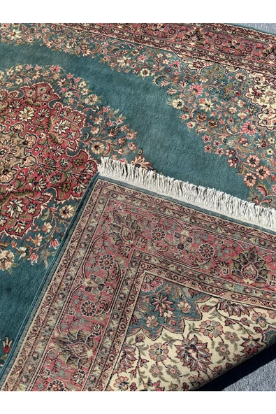 EL DOKUMA LADİK HALISI 215X310 TURKUAZ KİREMİT 6 M2 SALON HALISI - Resim 7