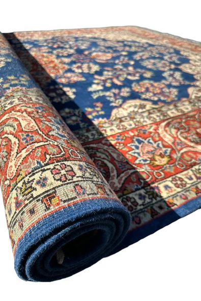 EL DOKUMA LADİK HALISI 215X300 LACİVERT TURUNCU %100 YÜN SALON HALISI - Resim 7