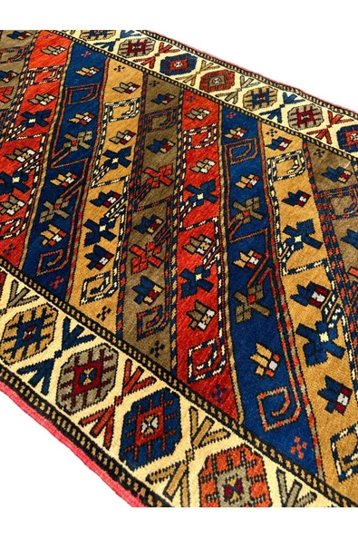 EL DOKUMA SIFIR TAŞPINAR HALISI 90X364 KÖK BOYA %100 YÜN YOLLUK - Resim 3