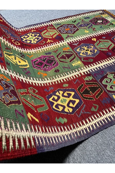 El Dokuması Kaş Barak Kilimi 146x263 Türk Motifleri Kök Boya Yörük Kilimi - Resim 8