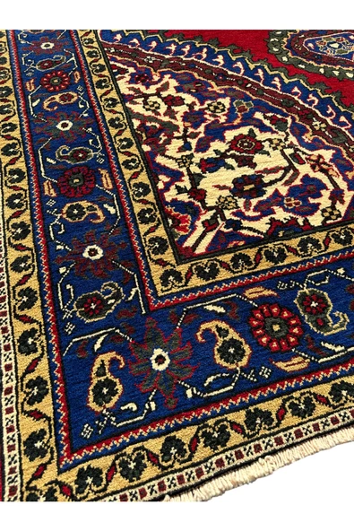 EL DOKUMA IŞIKLAR HALISI 220X390 LACİVERT KIRMIZI 8,5 M2 BÜYÜK SALON HALISI - Resim 8