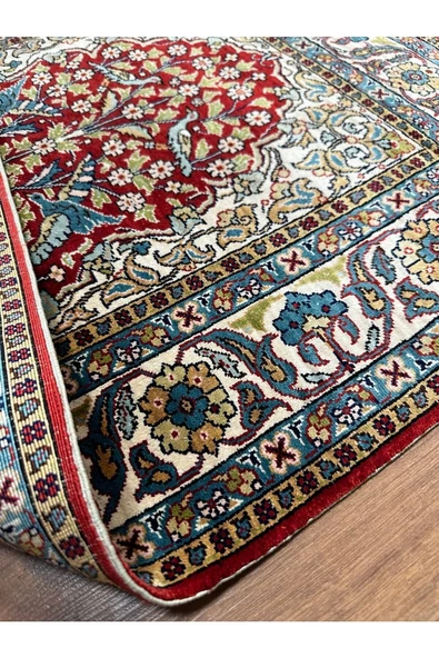 El Dokuma Saf Ipek Seccade 75x110 Hayat Ağacı Modeli Kuşlu %100 Has Ipek Namazlık - 6