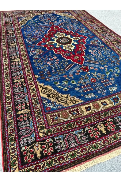 El Dokuma Eski Işıklar Halısı 170x290 Kök Boya %100 Yün 5 M2 Mavi Halı ! - Resim 2