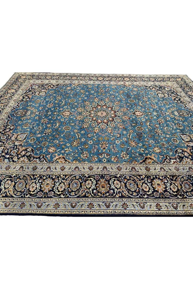 EL DOKUMA İRAN NAİN HALISI 305X410 TURKUAZ %100 YÜN 12,5 M2 BÜYÜK SALON HALISI - Resim 2