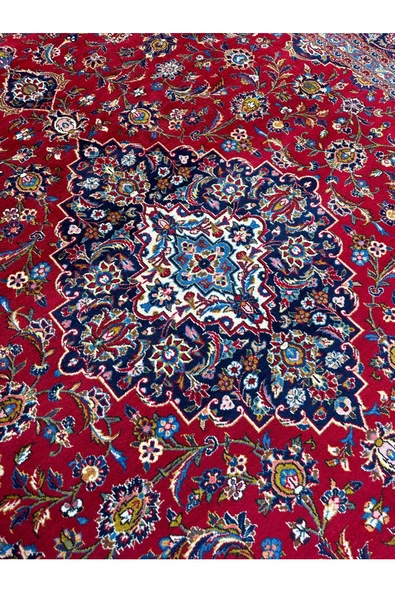 EL DOKUMA İRAN HALISI 270X380 KIRMIZI %100 YÜN 10 M2 SALON HALISI ! - 5