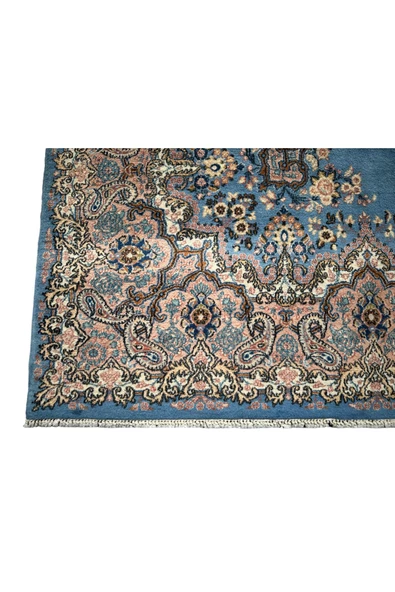 EL DOKUMA İRAN KİRMAN HALISI 250X360 TURKUAZ KÖK BOYA %100 YÜN BÜYÜK SALON HALISI - Resim 3