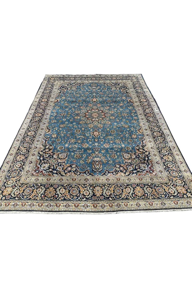 EL DOKUMA İRAN NAİN HALISI 305X410 TURKUAZ %100 YÜN 12,5 M2 BÜYÜK SALON HALISI ürün görseli