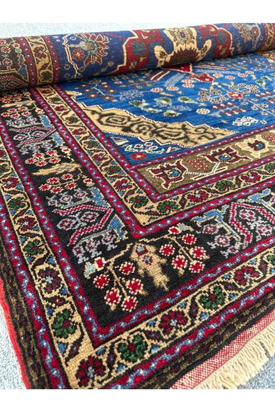 El Dokuma Eski Işıklar Halısı 170x290 Kök Boya %100 Yün 5 M2 Mavi Halı ! - Resim 7