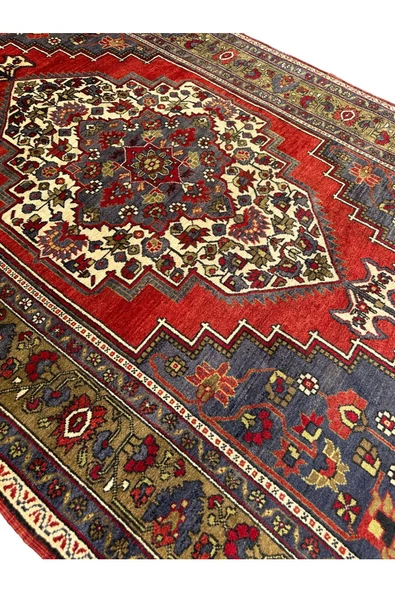 El Dokuması Antika Taşpınar Halısı 175x300 Kök Boya %100 Yün 5 M2 Salon Halısı - Resim 3