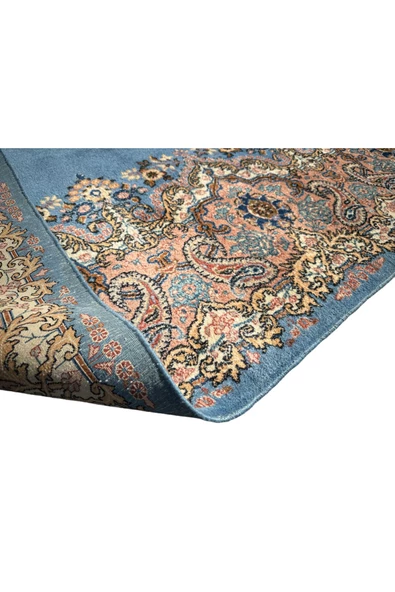 EL DOKUMA İRAN KİRMAN HALISI 250X360 TURKUAZ KÖK BOYA %100 YÜN BÜYÜK SALON HALISI - Resim 7