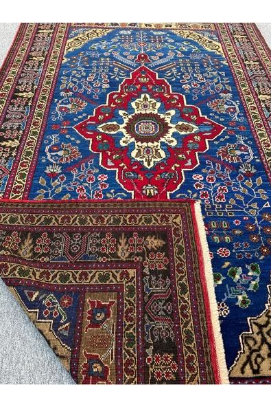 El Dokuma Eski Işıklar Halısı 170x290 Kök Boya %100 Yün 5 M2 Mavi Halı ! - Resim 5