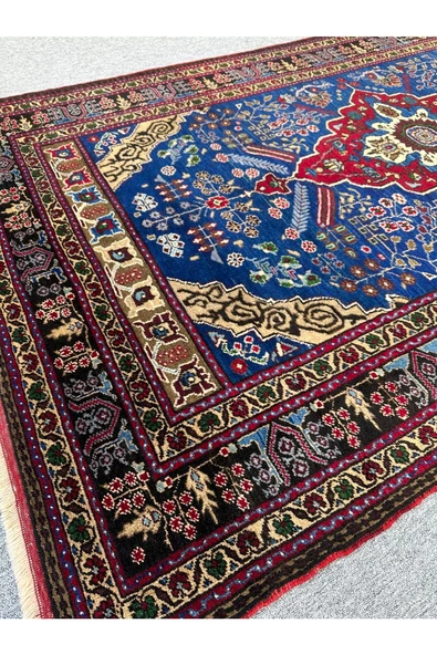 El Dokuma Eski Işıklar Halısı 170x290 Kök Boya %100 Yün 5 M2 Mavi Halı ! - Resim 4