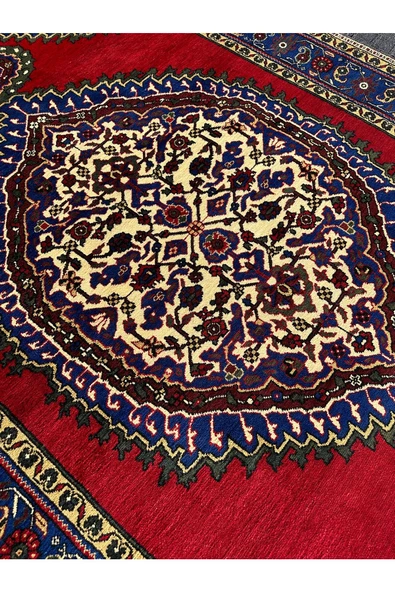 EL DOKUMA IŞIKLAR HALISI 220X390 LACİVERT KIRMIZI 8,5 M2 BÜYÜK SALON HALISI - Resim 5