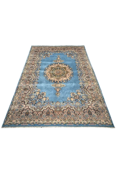 EL DOKUMA İRAN KİRMAN HALISI 250X360 TURKUAZ KÖK BOYA %100 YÜN BÜYÜK SALON HALISI ürün görseli