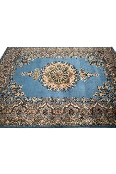 EL DOKUMA İRAN KİRMAN HALISI 250X360 TURKUAZ KÖK BOYA %100 YÜN BÜYÜK SALON HALISI - Resim 6