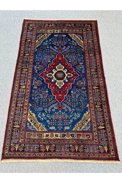 El Dokuma Eski Işıklar Halısı 170x290 Kök Boya %100 Yün 5 M2 Mavi Halı ! ürün görseli