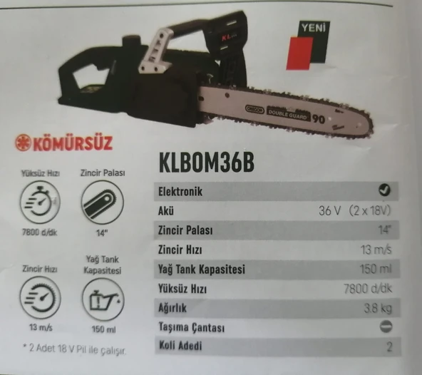 Klpro KLBOM36B-20 Akülü Orman Motoru - 2
