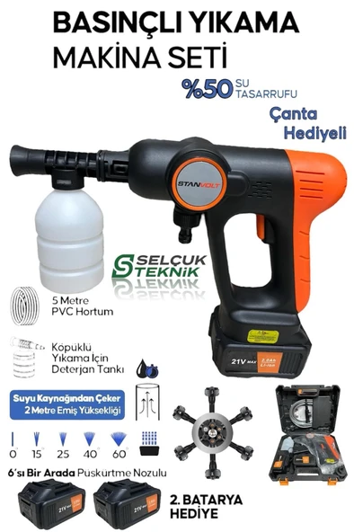 STANVOLT Yüksek Basınçlı Oto Yıkama Ve Sulama - Yıkama Şönili ve Eldiven Hediyeli - Resim 2