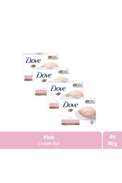 DOVE Beauty Cream Bar Katı Güzellik Sabunu Pink Nemlendirici Etkili 90 G X4 Adet
