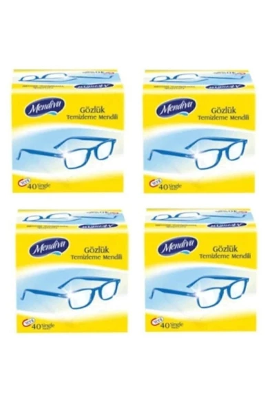 MENDİVA Gözlük ve Cam Ekran Temizleme Mendili 40'lı 4 Paket