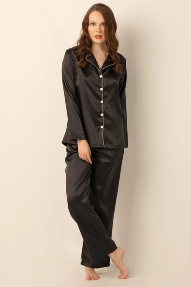 DOREMİ Uzun Kollu Saten Pijama Takımı - 2
