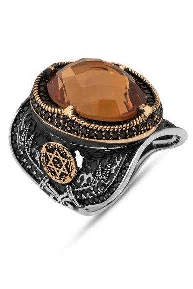 Süleyman Mührü Ayyıldız Zultanit Taşlı 925 Gümüş Erkek Yüzük - Resim 2