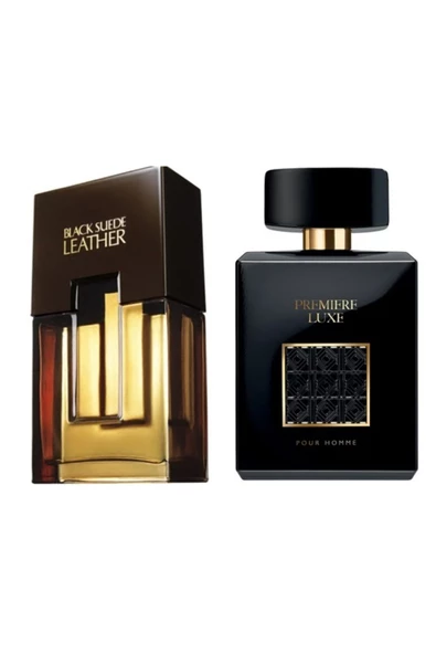 AVON   Black Suede Leather Erkek Parfüm Edt 75 Ml Premiere Luxe Edt 75 Ml Erkek Parfüm Ikili Set